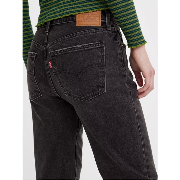 Levi's Denim - Levi's Premium Middy Straight Washed Black Mid Rise Straight Leg Jeans sz 32